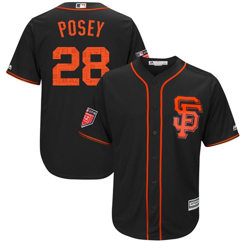 Giants #28 Buster Posey Black 2018 Spring Training Cool Base Stitched MLB Jersey